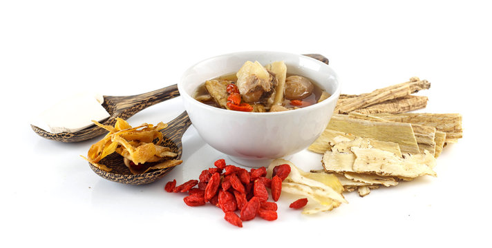 Chinese food - Pork rips clear soup with chinese herbs