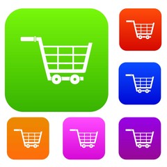 Large shopping trolley set color collection