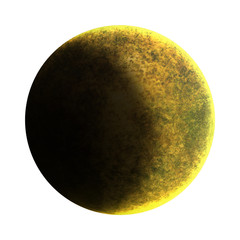 Half Moon isolated over white background. Moon is an astronomical body that orbits planet Earth, being Earth's only permanent natural satellite. 3D illustration.