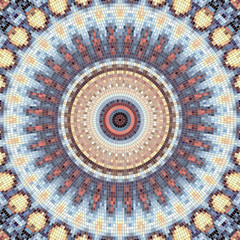 Seamless background pattern. Round decorative geometric mosaic art tile pattern.