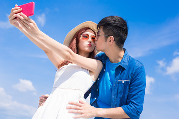 couple selfie happily