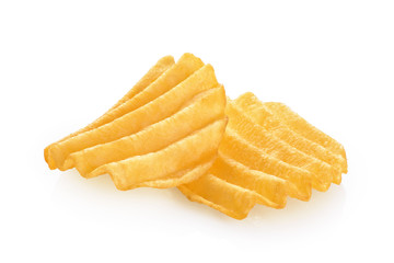 Potato chips isolated on a white background.