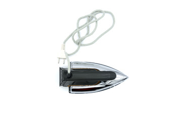 Old iron with wire, view from above on a white background