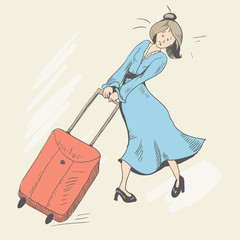 Girl and baggage, vector illustration - 173662466