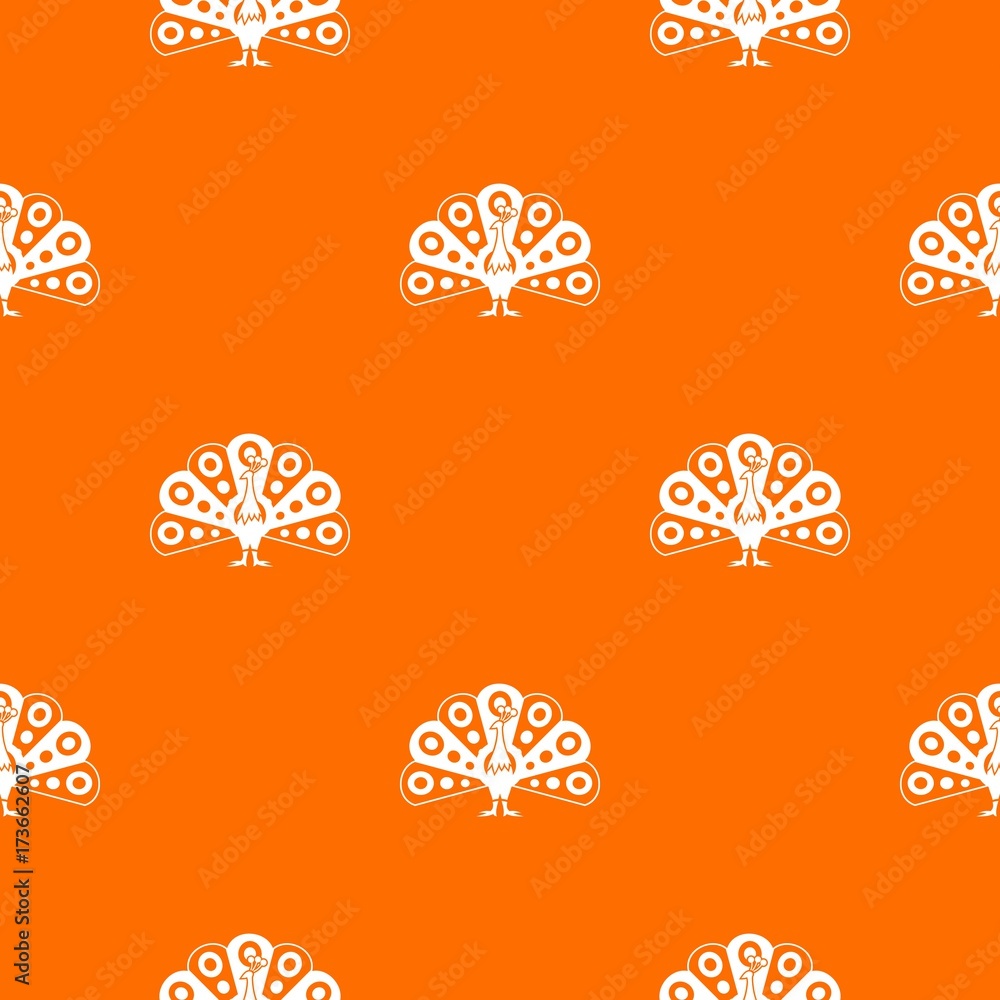 Poster peacock with flowing tail pattern seamless