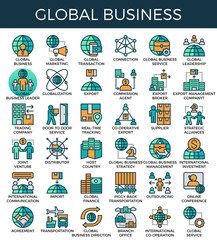 Global business concept icons