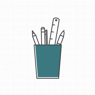 Illustration of office supplies icon vector