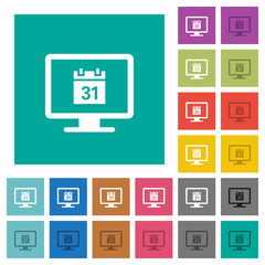 Online calendar square flat multi colored icons