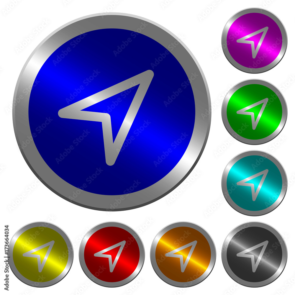 Poster direction arrow luminous coin-like round color buttons
