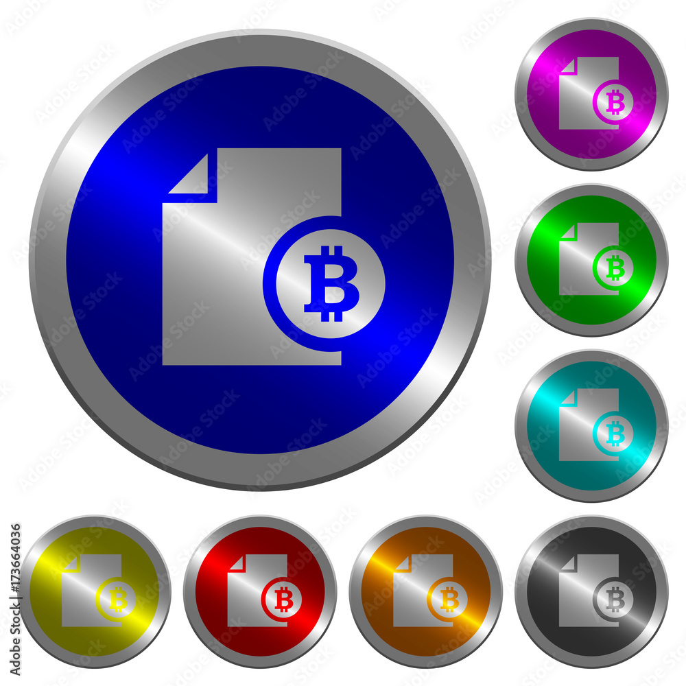 Poster bitcoin financial report luminous coin-like round color buttons