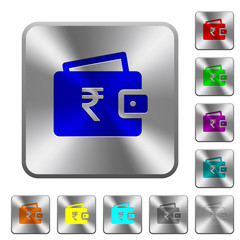 Indian Rupee wallet rounded square steel buttons