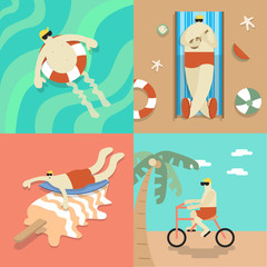 Illustration of people leisure on the beach