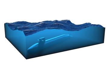 Isolated cube of water on a white background