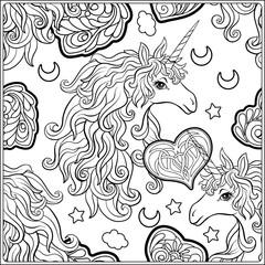 Unicorn. The composition consists of a unicorn surrounded by a bouquet of roses.