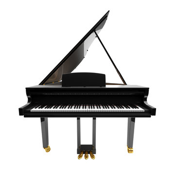 Black glossy musical instrument - acoustic piano.