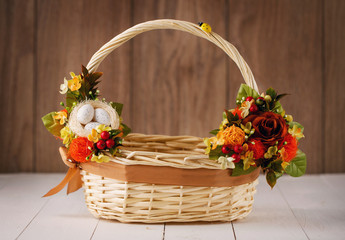 Fototapeta na wymiar Easter basket decorated