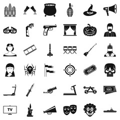 Film icons set, simle style