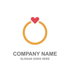 Gold Ring Heart Jewelry Accessories Logo Vector Icon
