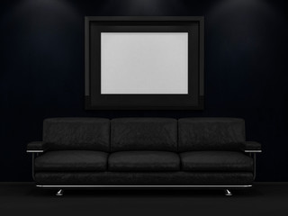 Interior poster mockup in livingroom. 3D rendering