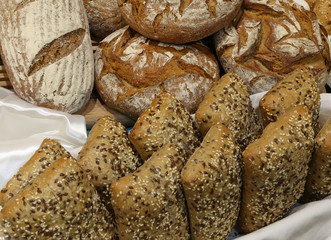 baked bread pieces made with whole wheat flour and seeds and cer
