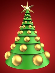 3d christmas tree over red