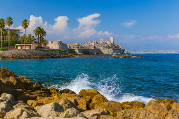 Seascape of Antibes in Provence France - obrazy, fototapety, plakaty