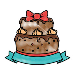 delicious cake with ribbon