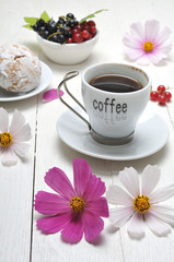 Fototapeta na wymiar Morning coffee on a wooden table