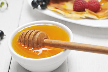 Pancake - Crepes with berries and honey