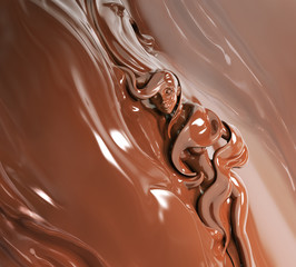 Splash chocolate and girl abstract background 3d rendering