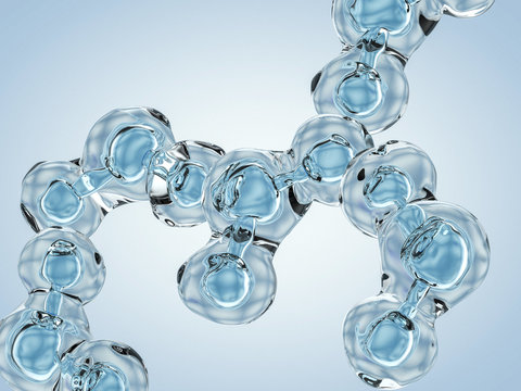Molecule of Water. Structure. 3D rendering