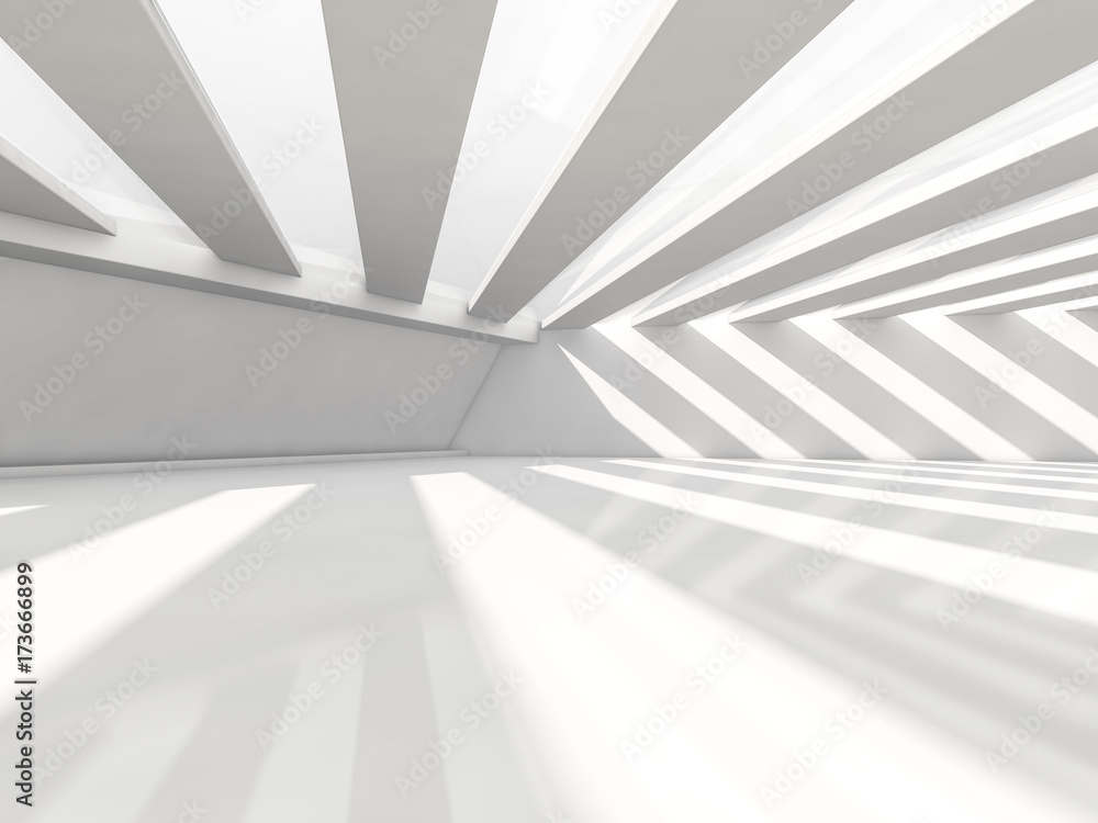 Poster abstract modern architecture background, empty white open space interior. 3d rendering