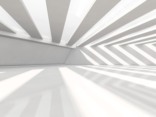 Abstract modern architecture background, empty white open space interior. 3D rendering