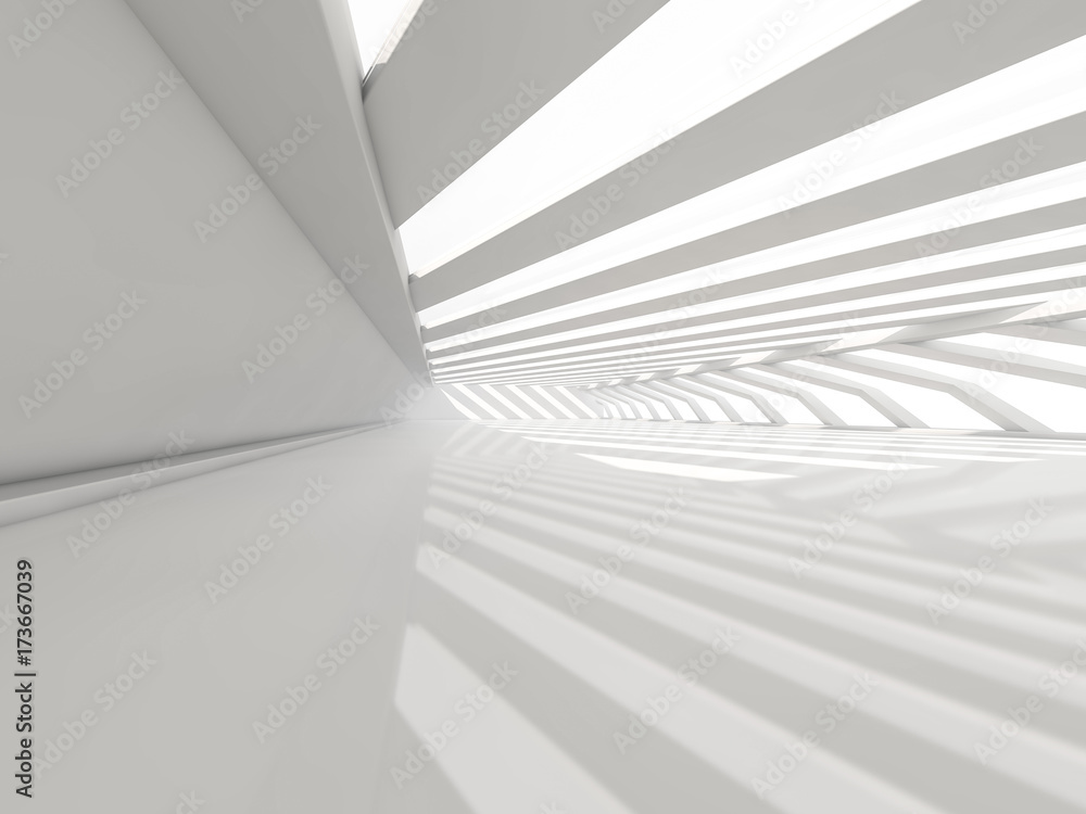 Poster abstract modern architecture background, empty white open space interior. 3d rendering