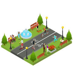 Park Activity in City Isometric View. Vector