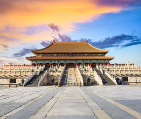 Beijing forbidden city scenery at sunset,China,Chinese symbols