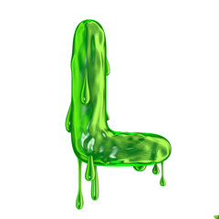 Green dripping slime halloween capital letter L