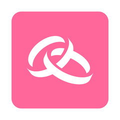 Icono plano anillos espacio negativo en cuadrado rosa