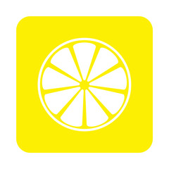 Icono plano rodaja limon en cuadrado amarillo