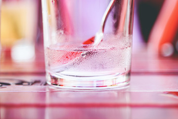 Glass Of Cold Refreshing Still Water With Condensation