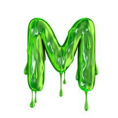 Green dripping slime halloween capital letter M