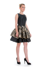 little black dress beautiful fashion model posing
