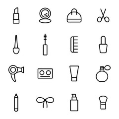 Thin line Make up icons Stroke Editable