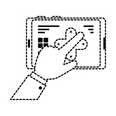 hand user with drone remote control icon