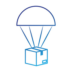 Fototapeta na wymiar parachute with box carton packing icon