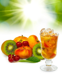 Cocktail and fruit close-up