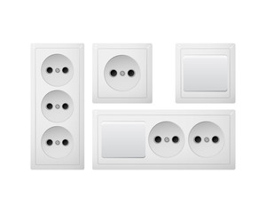 Electrical socket Type C with switch. Power plug. Receptacle from Asia.