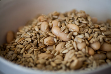 Beans and sun flower seeds