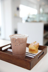 Ice chocolate in white tone
