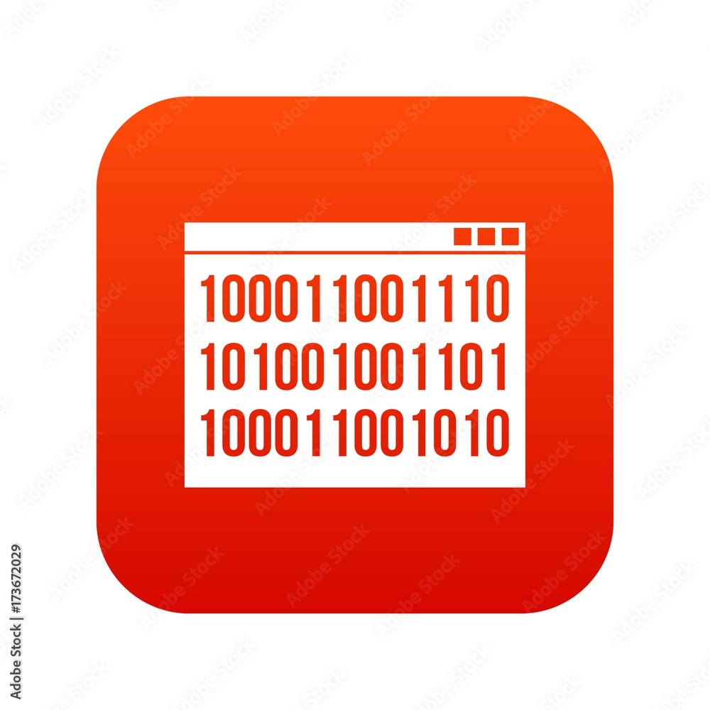 Poster binary code icon digital red